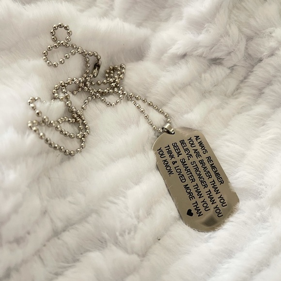 Fashion Jewelry Jewelry - Braver, Stronger, Smarter Saying Dog Tag Necklace